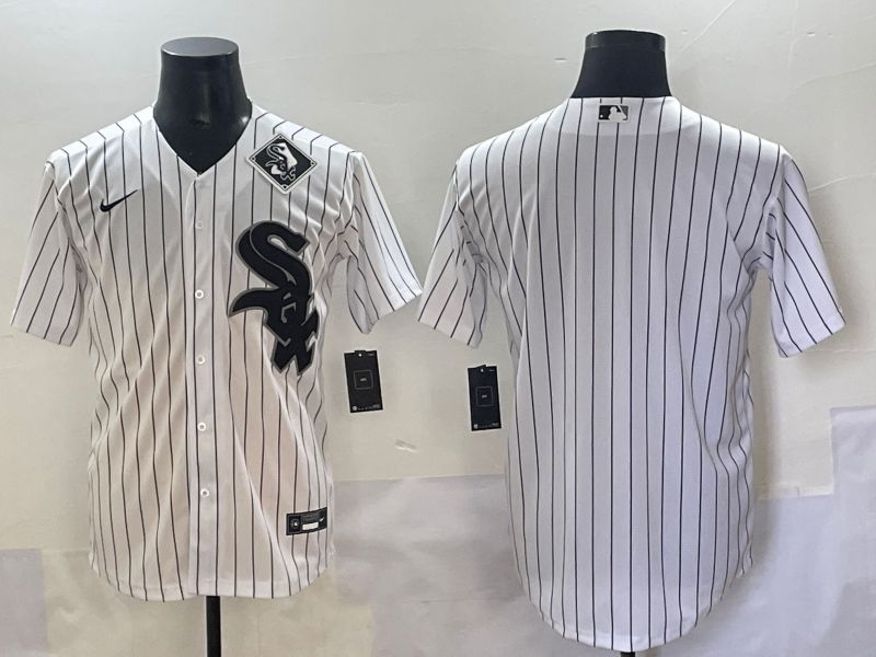 Men 2025 Chicago White Sox Blank White Stripe Game Nike MLB Jersey style 3